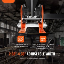 Teräksinen käsikäyttöinen siltakelkka 998 kg kantavuus 68–110 mm laipanleveys nelipyöräinen