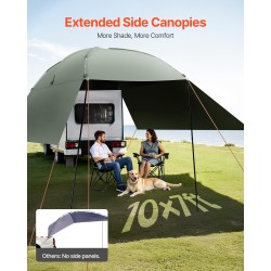 Auton sivukatos 10 x 7 jalkaa 190T polyesterikangas PU2000mm UV50+ kantolaukulla