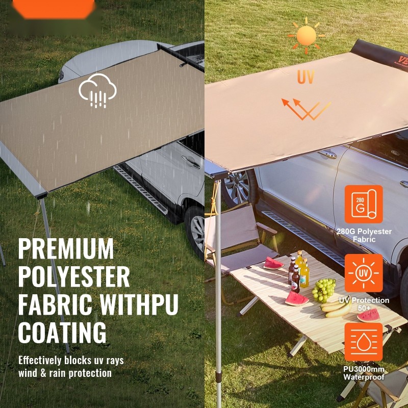 Auton sivumarkiisi 280G polyesterikangas 6.6x8.2 jalkaa vedenpitävä PU3000mm UV50+