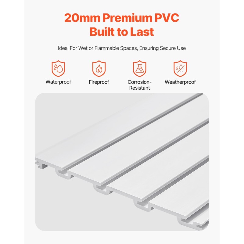 Uraseinäpaneelit PVC-muovi 1225x2450x20 mm valkoinen 8 kpl säilytykseen