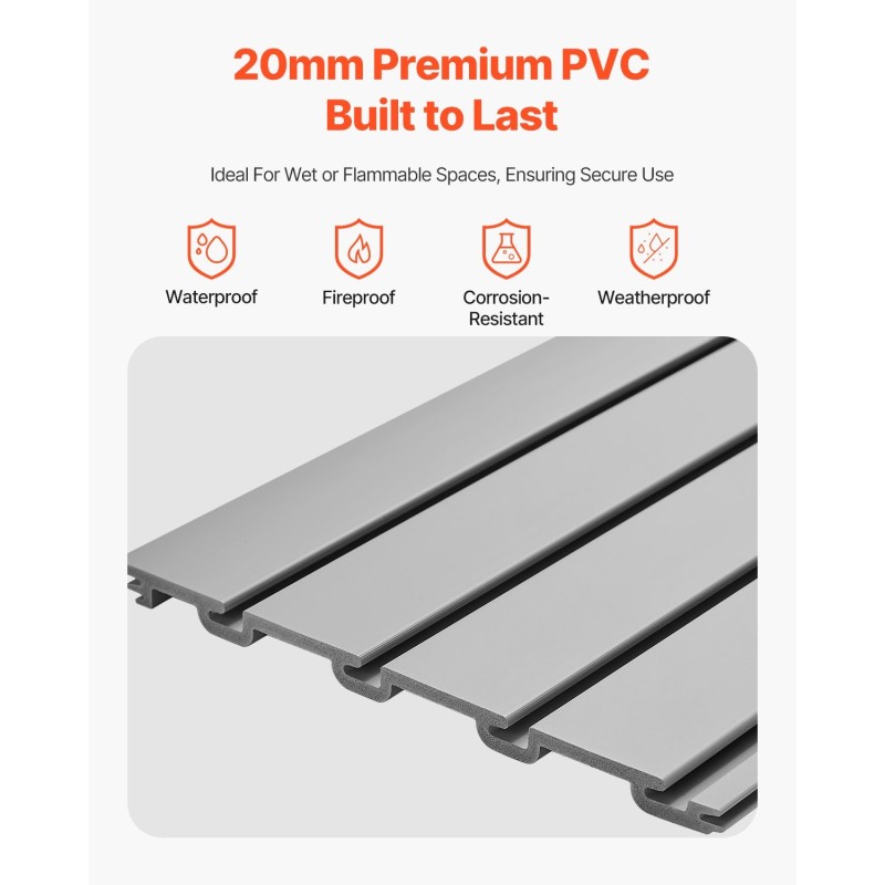 PVC-muoviset listaseinäpaneelit 1225×2450 mm 8 kpl harmaat säilytykseen