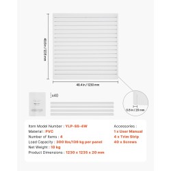 PVC seinäpaneelisarja 4 kpl 1230 x 1235 x 20 mm valkoinen modulaarinen
