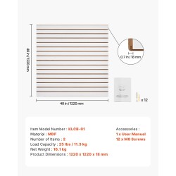 Uraseinäpaneelit MDF 1220 x 1220 mm 2 kpl valkoinen modulaarinen