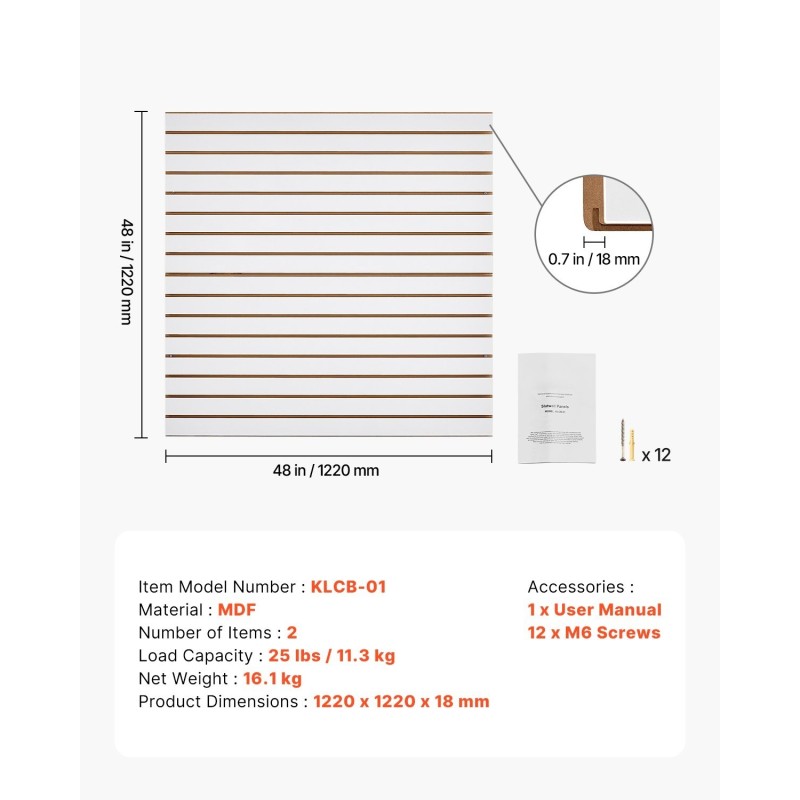 Uraseinäpaneelit MDF 1220 x 1220 mm 2 kpl valkoinen modulaarinen