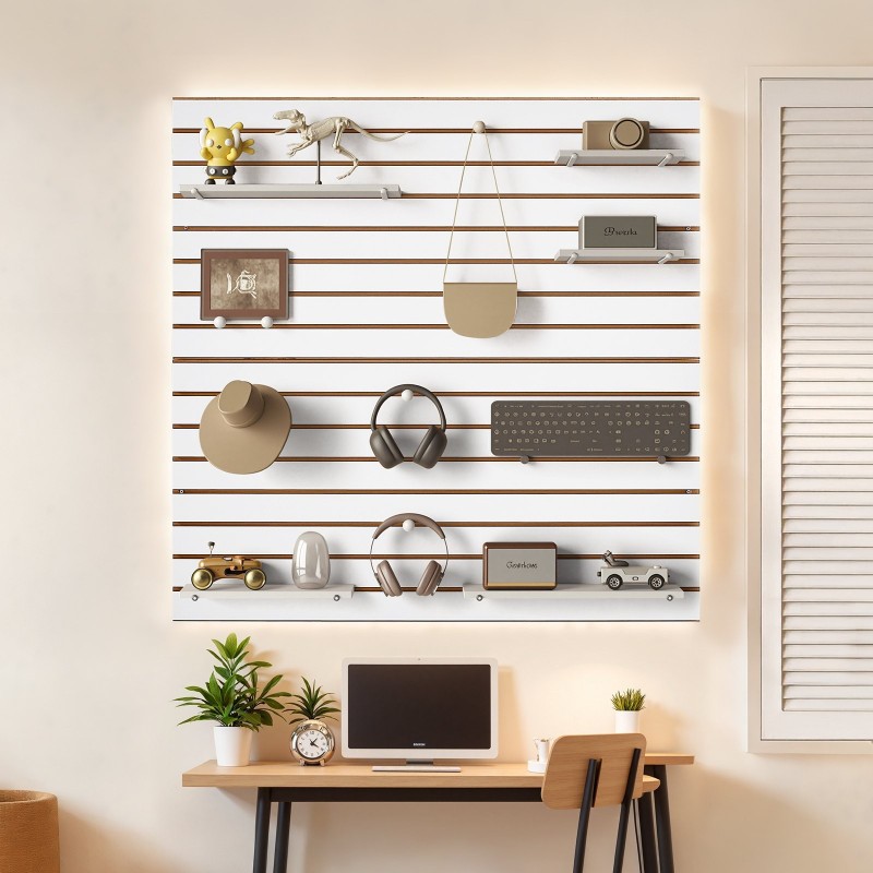 Uraseinäpaneelit MDF 1220 x 1220 mm 2 kpl valkoinen modulaarinen