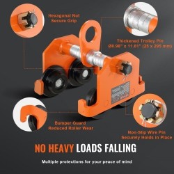 Käsikäyttöinen siltanosturin vaunu seosterästä 2 t kantavuus säädettävä laipan leveys 6,3–20,3 cm