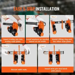 Käsikäyttöinen siltanosturin vaunu seosterästä 2 t kantavuus säädettävä laipan leveys 6,3–20,3 cm