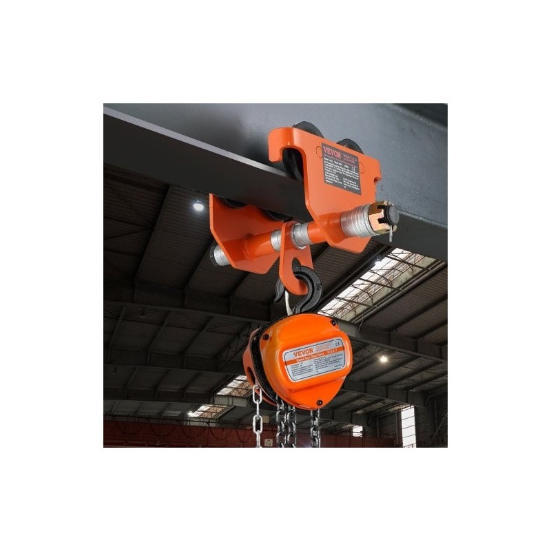 Käsikäyttöinen siltanosturin vaunu seosterästä 2 t kantavuus säädettävä laipan leveys 6,3–20,3 cm