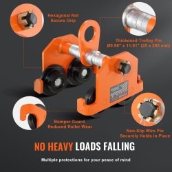 Manuaalinen ripustusvaunu seosteräs 1 t kantavuus kaksipyöräinen säädettävä leveys 63,5–203,2 mm