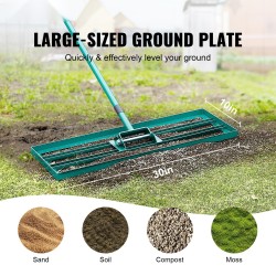 Nurmikon tasoitusharja 760x254 mm alumiiniseospaneeli 78-tuumainen teräskahva