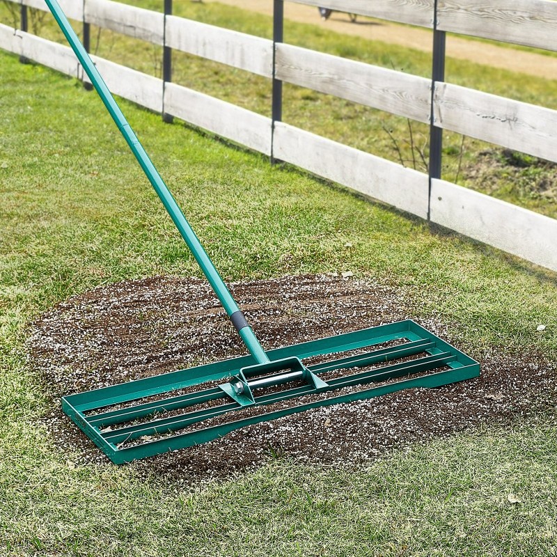 Nurmikon tasoitusharja 760x254 mm alumiiniseospaneeli 78-tuumainen teräskahva