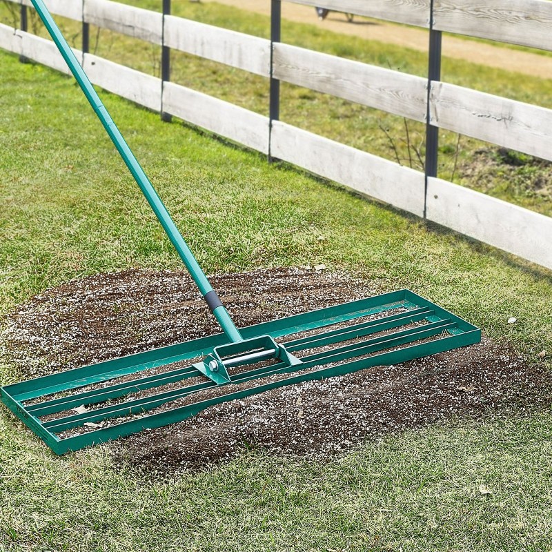 Nurmikon tasoitusharava alumiinipaneeli 914x254 mm pitkä teräsvarsi