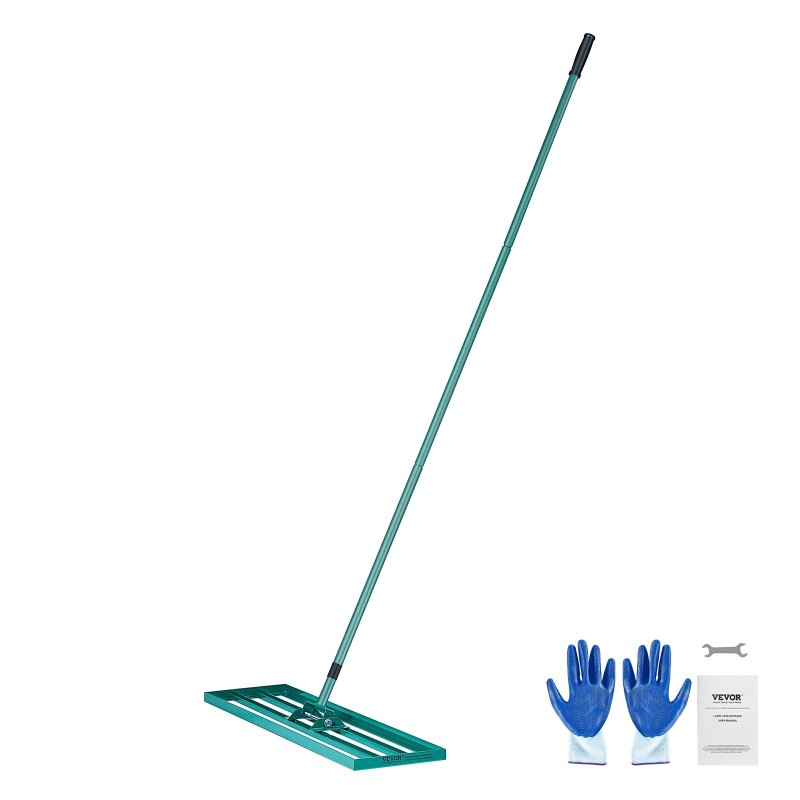 Nurmikon tasoitusharava alumiinipaneeli 914x254 mm pitkä teräsvarsi