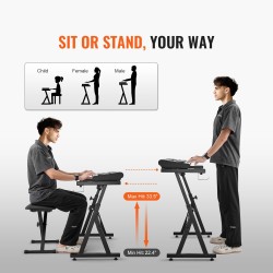 Pianokoskettimien teline ja säädettävä penkki Z-mallinen 54–88-koskettimille kantokyky 250 paunaa pyörillä