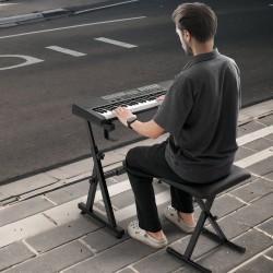 Pianokoskettimien teline ja säädettävä penkki Z-mallinen 54–88-koskettimille kantokyky 250 paunaa pyörillä