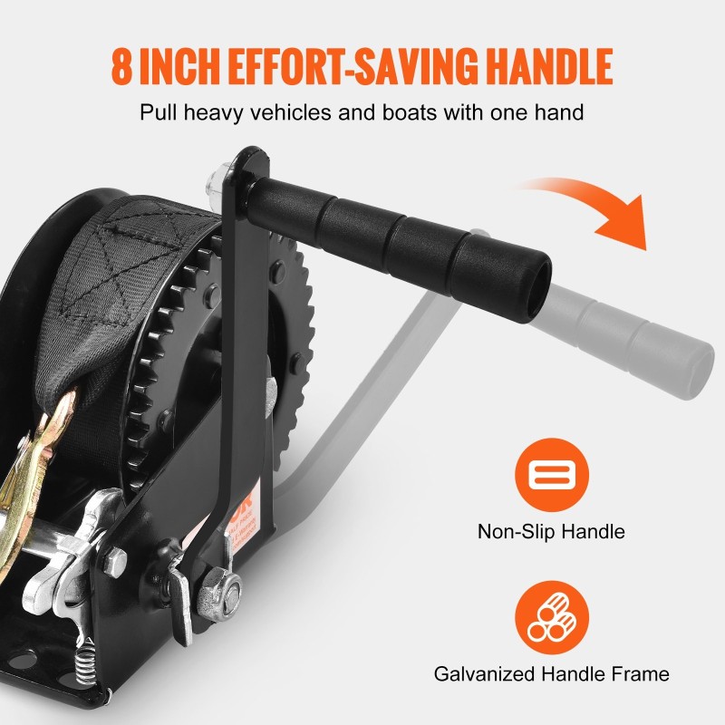 Käsikäyttöinen vintturi 544 kg vetokyky 701 cm polyesterihihna kaksisuuntainen räikkä