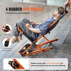 Manuaalinen porrastuoli alumiiniseosrungolla kokoontaitettava 159 kg kantavuus neljällä pyörällä evakuointiin ja siirtoihin