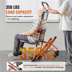 Manuaalinen porrastuoli alumiiniseosrungolla kokoontaitettava 159 kg kantavuus neljällä pyörällä evakuointiin ja siirtoihin