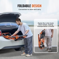 Manuaalinen porrastuoli alumiiniseosrungolla kokoontaitettava 159 kg kantavuus neljällä pyörällä evakuointiin ja siirtoihin