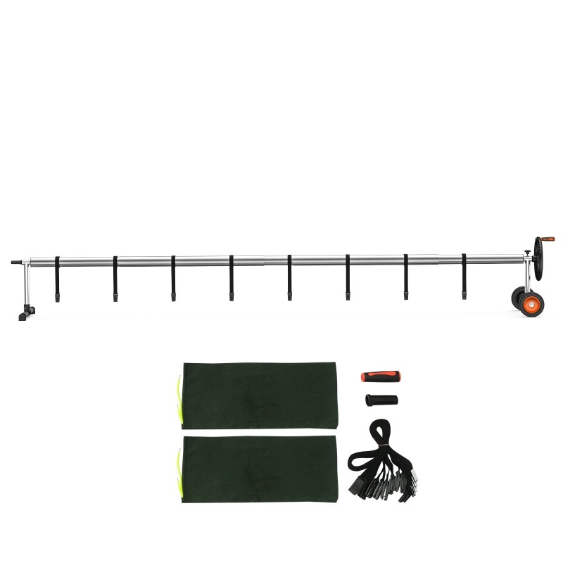 Alumiininen altaanpeitteen rulla upotetuille uima-altaaille 1,22–5,49 metriä leveille kumipyörillä ja hiekkasäkeillä