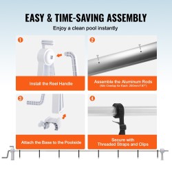 Allaspeitteen kela alumiinirunkoinen muoviosilla sääkestävä sopii 3–20 jalan altaisiin