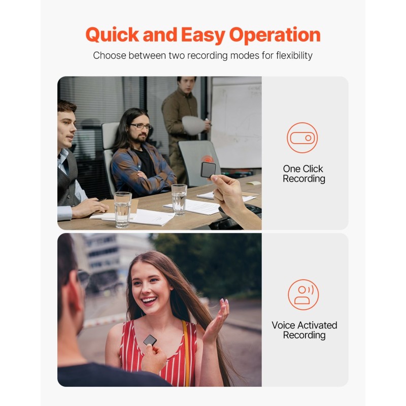 Digitaalinen äänentallennin 128GB magneettikiinnitys USB-C 8730 tuntia tallennustilaa 10 tunnin akunkesto