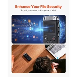 Digitaalinen ääninauhuri 128GB sisäinen muisti 1,4-tuumainen näyttö 800mAh-akku ääniaktivointi