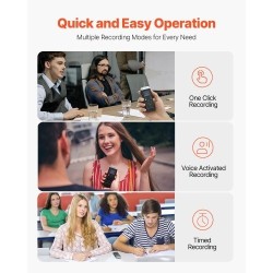 Digitaalinen ääninauhuri 128GB sisäinen muisti 1,4-tuumainen näyttö 800mAh-akku ääniaktivointi