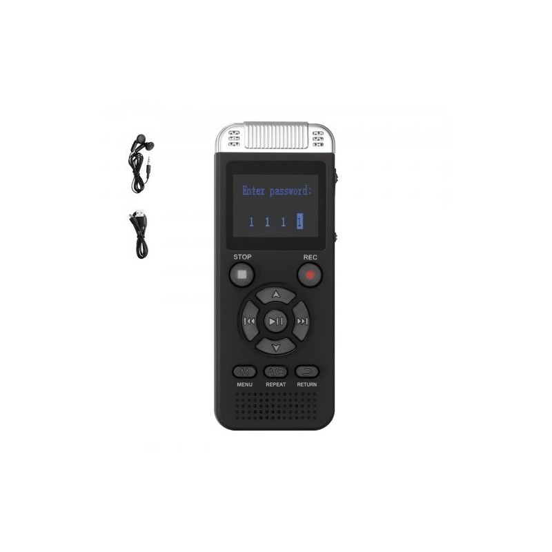 Digitaalinen ääninauhuri 128GB sisäinen muisti 1,4-tuumainen näyttö 800mAh-akku ääniaktivointi
