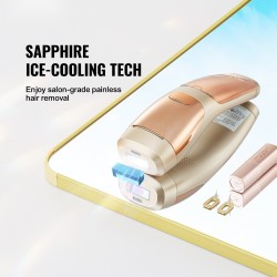 IPL-karvanpoistolaite safiirijäähdytyksellä 17 J pulssienergia kolmitoiminen kotikäyttöön manuaali ja automaattitila 5 tehotasoa