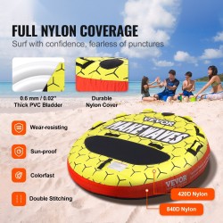 Täytettävä hinattava vesirengas 1–3 käyttäjälle kestävä nylonpäällinen halkaisija 1600 mm