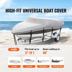 Venekate trailerikelpoinen 17–19 jalkaa 600D meriluokan Oxford-kangas PU-pinnoite moottorikate säädettävät remmit harmaa