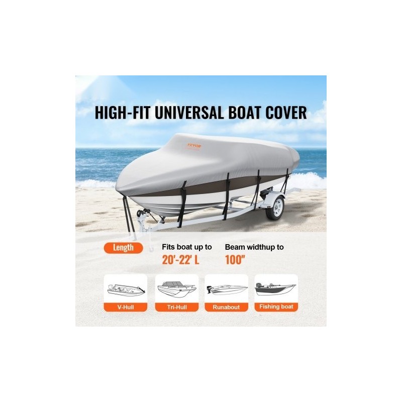 Venepeite 600D oxford-kangas PU-pinnoite 6090–6700 mm perävaunukäyttöön moottoripeitteellä harmaa