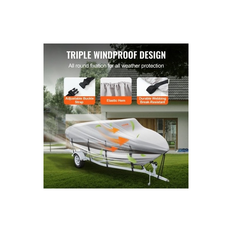 Venepeite 600D oxford-kangas PU-pinnoite 6090–6700 mm perävaunukäyttöön moottoripeitteellä harmaa