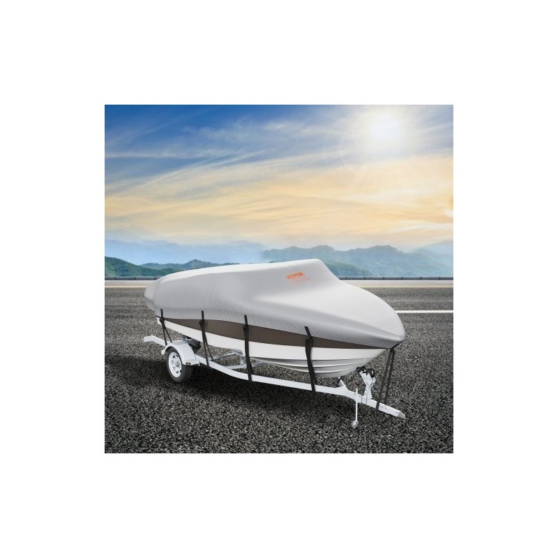 Venepeite traileroitava 4260–4800 mm 600D meriluokan Oxford-kangas polyuretaanipinnoite harmaa moottorinsuojalla