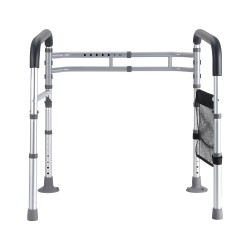 WC-turvakaide alumiiniseoksesta säädettävä taittuva pehmustetuilla kahvoilla liukumattomilla jaloilla ikäihmisille toipilaille