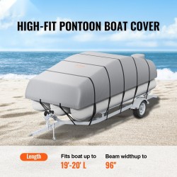 Ponttooniveneen suojapeite 800D-oxford-kangas PU-pinnoitettu 5790–6090 mm leveys 2430 mm harmaa moottorinsuojalla