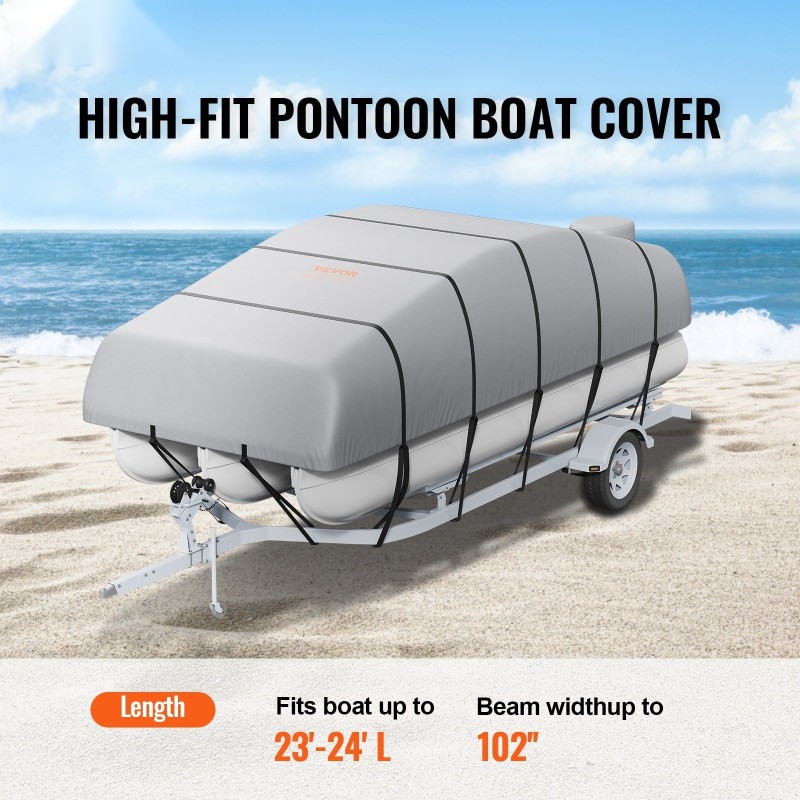 Ponttoniveneen suojapeite 800D Oxford-kangas PU 23–24 jalkaa 16 solkihihnaa harmaa