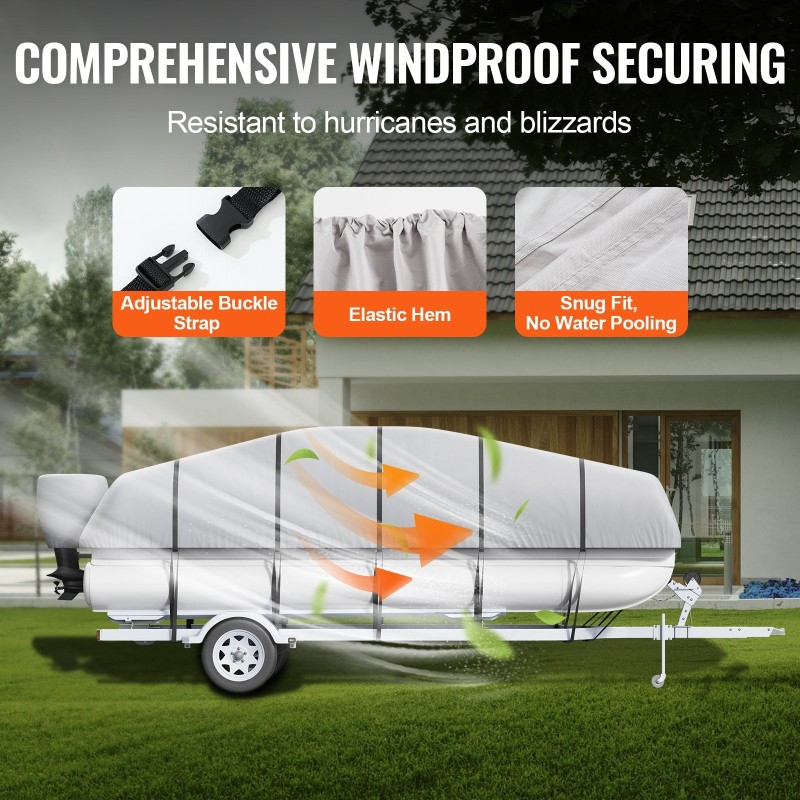 Ponttoniveneen suojapeite 800D Oxford-kangas PU 23–24 jalkaa 16 solkihihnaa harmaa
