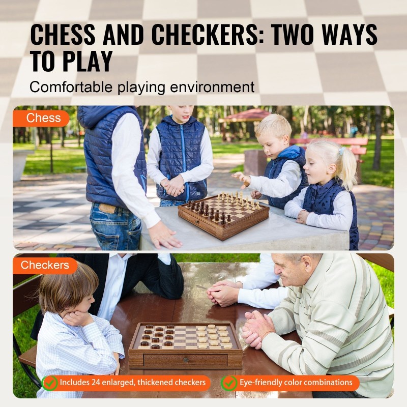 Shakkisetti massiivipuinen tammi viidentoista tuuman kaksitoiminen säilytyslaatikolla painotetut nappulat