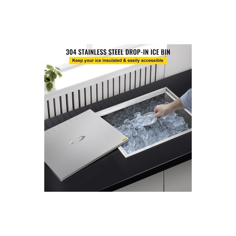 Upotettava jääastia 304-ruostumattomasta teräksestä kaksoisseinäeristys 33 l kansi ja poistoventtiili