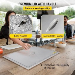 Upotettava jääastia 304-ruostumattomasta teräksestä kaksoisseinäeristys 33 l kansi ja poistoventtiili