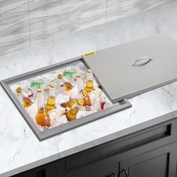 Upotettava jääastia 304-ruostumattomasta teräksestä kaksoisseinäeristys 33 l kansi ja poistoventtiili