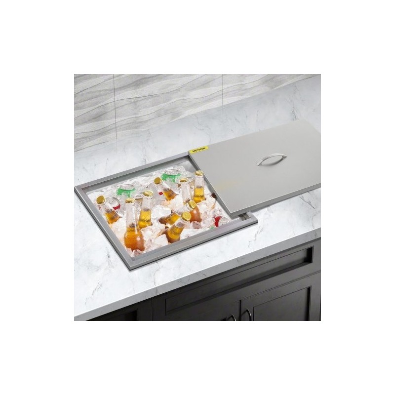 Upotettava jääastia 304-ruostumattomasta teräksestä kaksoisseinäeristys 33 l kansi ja poistoventtiili