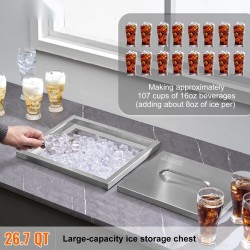 Upotettava ruostumattomasta teräksestä valmistettu jääastia 25,3 l 20 mm PU-vaahto tyhjennysputki mukana