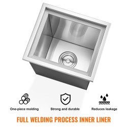 Upotettava ruostumattomasta teräksestä valmistettu jääastia 25,3 l 20 mm PU-vaahto tyhjennysputki mukana