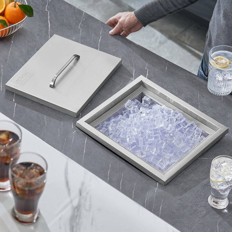 Upotettava ruostumattomasta teräksestä valmistettu jääastia 25,3 l 20 mm PU-vaahto tyhjennysputki mukana