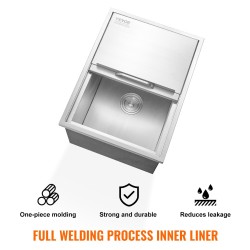 Upotettava jääallas ruostumattomasta teräksestä 61 cm 46 cm 33 cm 55 l