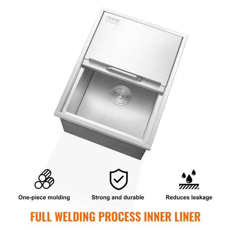 Upotettava jääallas ruostumattomasta teräksestä 61 cm 46 cm 33 cm 55 l