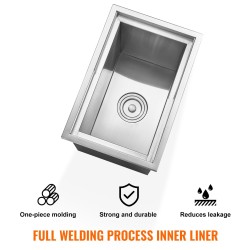 Upotettava ruostumaton teräs jääastia 38,7 litraa liukukannella ja viemärillä